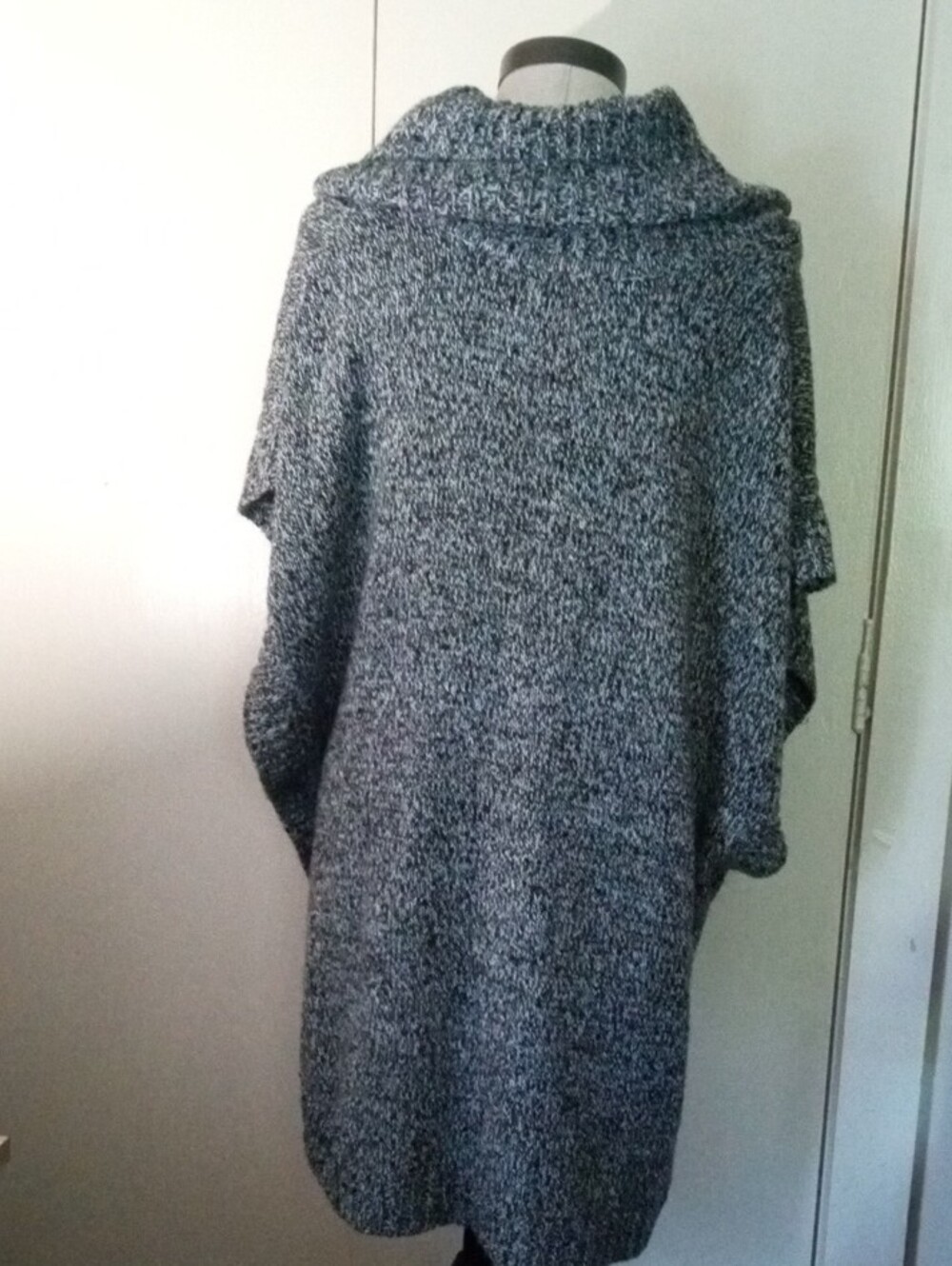 Woman Within Gray Marbled Knit Cowl Neck Poncho Sweater 1X 22-24